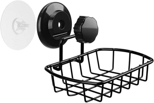 SANNO 2 Pack Suction Soap Holder, Shower Soap Dish Saver Tray for Bathroom, Sink, Stainless Steel Black