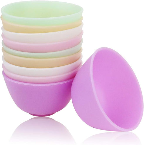 BILLIOTEAM 10 PCS Multi Colorful Silicone Mixing Bowls, Reusable Prep and Serve Bowls for Skincare, DIY Craft