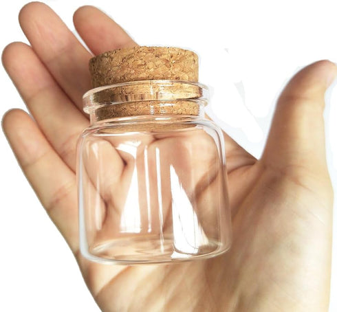 3pcs Small Glass Bottles Vials Jars 50ml with Cork Stopper Storage Bottle, 47x50mm (1.85x1.96inch)