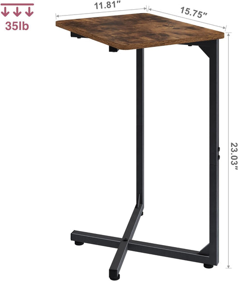 Generic ET-X-BRW1 NEFROM C-Shaped End Table, Small Couch Side Table, Sofa TV Tray Table for Living Room, Bedroom