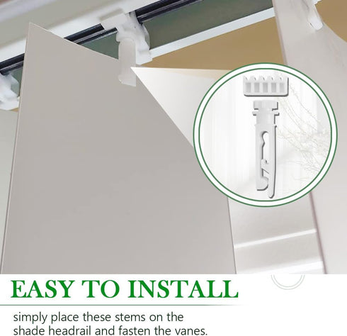 Vertical Blinds Replacement Stem and Gear, White Vertical Blind Repair Kit for Headrail and Carrier Stems