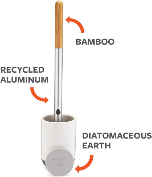 Full Circle Scrub Queen Bathroom Toilet Brush, White, Ceramic Holder, Replaceable Head, Mold & Mildew Prevention