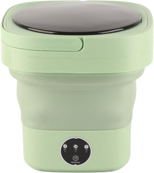 Foldable Portable Washing Machine, Mini Washer 6.5L Large Capacity, Soft Spin Drying, Green, for Home, Camping,