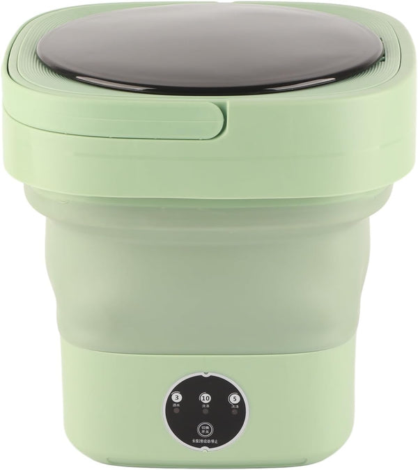 Foldable Portable Washing Machine, Mini Washer 6.5L Large Capacity, Soft Spin Drying, Green, for Home, Camping,