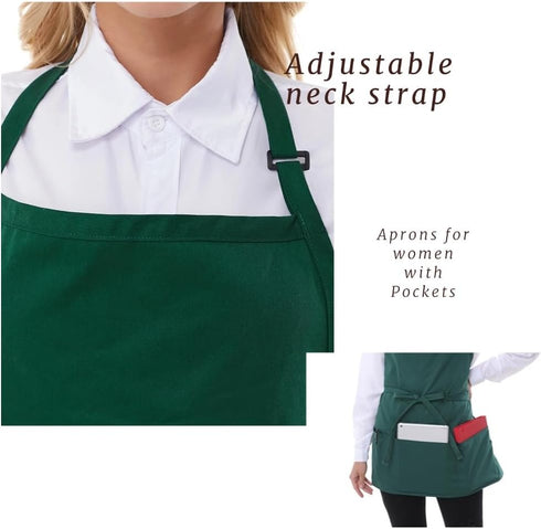 3 Adjustable Waterproof Aprons with Pockets for Men Women, Server Apron for Kitchen Cooking Gardening Restaurant