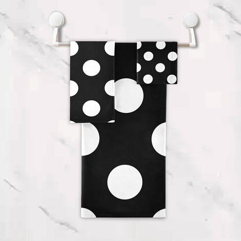 Qilmy 3-Piece Set, Set Polka Dot Towel Absorbent Soft Bathroom Decorative Towel with Bath Towel, Hand Towel & Washcloth