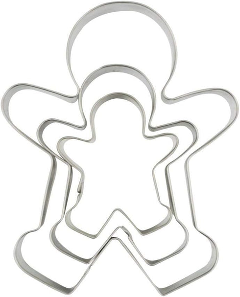 3 Piece Gingerbread Man Cookie Cutter Set - Christmas Shape Cookie Cutters Molds, 2.2 Inch, 3 Inch, 4.5 Inch