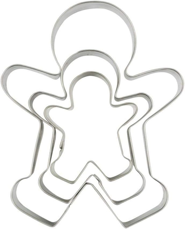3 Piece Gingerbread Man Cookie Cutter Set - Christmas Shape Cookie Cutters Molds, 2.2 Inch, 3 Inch, 4.5 Inch