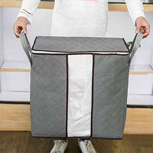 2 Pack Foldable Erect Storage Bags Under Bed Closet Organizer 18 x 11 x 19 inch - for Quilt, Blanket, Pillow, Clothes,