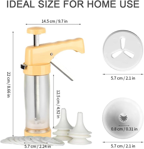 Ourokhome Cookie Press Icing Gun - Biscuit Maker Machine with 16 Discs and 6 Cake Decoration Tips (Yellow)