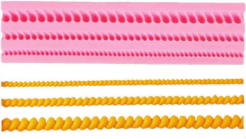 3-Pack Silicone Cake Border Mold for Sugar Craft Cupcake Toppers, Wedding Party Decor