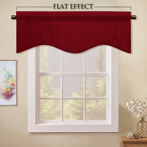 StangH Kitchen Red Scalloped Valance - 18 Inches Stylish Thermal Curtain Tiers for Dining Room/Bay Window