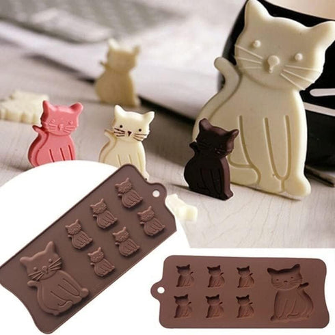 Cat Cake Mold, Silicone 3D Kitten Biscuits Fondant Handmade Bakeware Tools, Resin Clay Chocolate