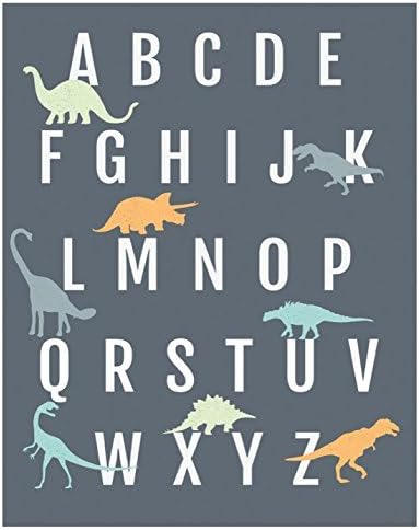 Dinosaur Alphabet Wall Art Print 16x20 Inch, Nursery Decor, ABC Poster for Kid's Room