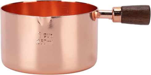 Sauce Pan with Wooden Handle, Rose Gold Stainless Steel Cooking Pot, 1.3 Cup Capacity