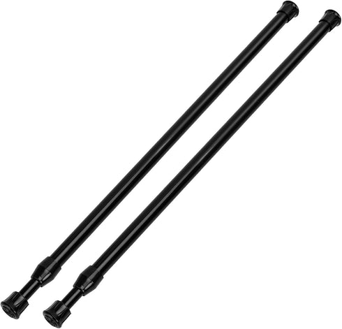 2 Pack Tension Curtain Rod - 15.7-28 Inch Adjustable Spring Loaded Rods for Windows, Black