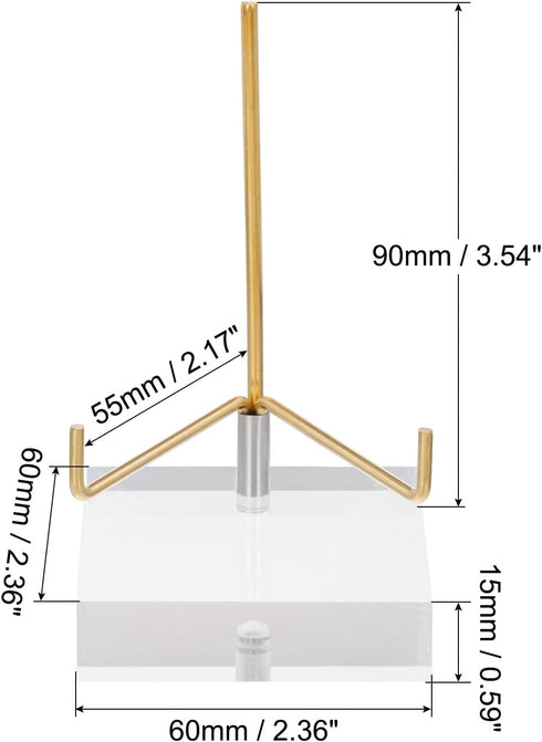 PATIKIL 2.4" x 2.4" x 1" Acrylic Display Stands, Display Easel Holder Brass Arm Crystal Display Stand for Mineral Gemstone, Clear