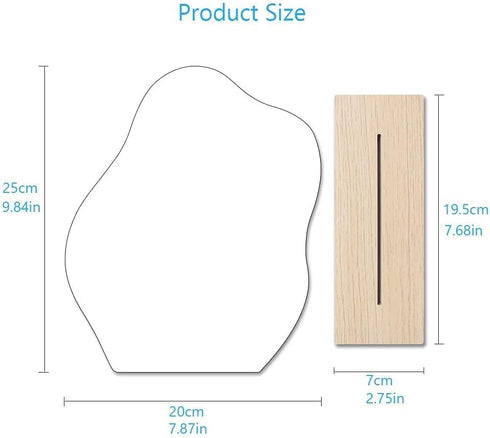 Irregular Aesthetic Vanity Mirror, Frameless Decorative Acrylic Mirrors with Wooden Stand for Living Room, Bedroom,