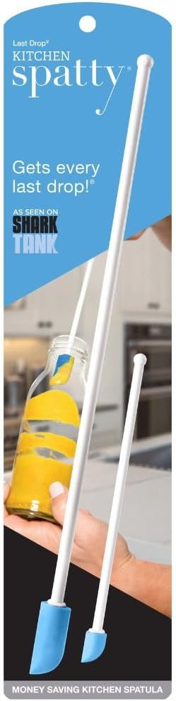 Spatty Daddy Kitchen Spatula Set (6 and 12 Inch Blue) - Shark Tank Mom Made for Scraping Last Drops from Jars