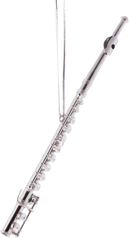 Silver Flute Christmas Tree Ornament, Musical Instrument Decoration for Music Band