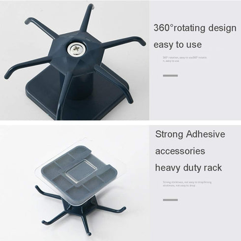 2PCS 360 Rotation Under Cabinet Hooks - Nail Free Adhesive Kitchen Utensils Hanging Hooks for Utensils, Tools, Towel,