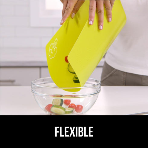 Gorilla Grip 100% BPA-Free Flexible Cutting Board Set of 4, Durable Plastic Mats, Dishwasher Safe, Multi Color
