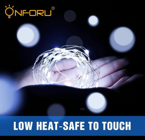 16 Pack 6.5ft IP67 Onforu White Fairy Lights Battery Operated String Lights, Waterproof Twinkle Lights LED Lights