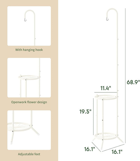 WELUKGUUD 2-Tier Hanging Plant Stand Indoor and Outdoor , Space-Saving Iron Planter Shelves, Multiple Flower Pot