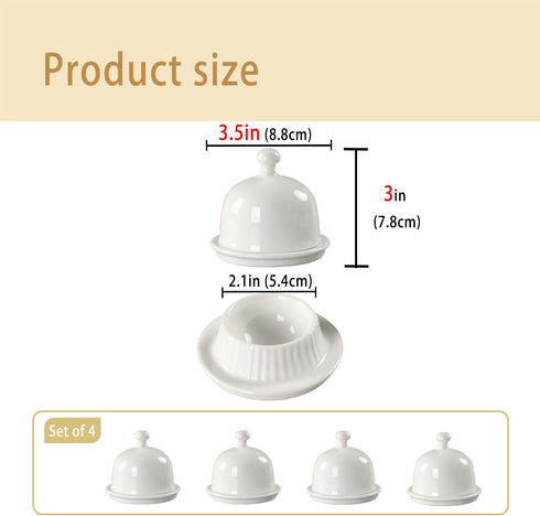 jinsongdafa Countertop, Set 4, 3.5 inch Butter Dish with Lid, Suitable for of Ceramic Butter Tray with Handle Lid