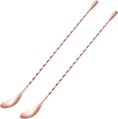 2 Pcs 12 Inches Bar Spoon, Long Handle Mixing Stirrers for Drink, Briout Stainless Steel Cocktail Shaker Spoon, Rose