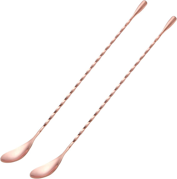 2 Pcs 12 Inches Bar Spoon, Long Handle Mixing Stirrers for Drink, Briout Stainless Steel Cocktail Shaker Spoon, Rose