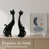 masteymoh Pack 2, (2 Cat Figurines of Black Resin Cat Statues Minimalist Modern Abstract Cat Sculptures for Bookshelf