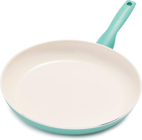 GreenPan Rio Healthy Ceramic Nonstick Frying Pan Skillet, 10", PFAS-Free, Dishwasher Safe, Turquoise