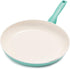 GreenPan Rio Healthy Ceramic Nonstick Frying Pan Skillet, 10", PFAS-Free, Dishwasher Safe, Turquoise