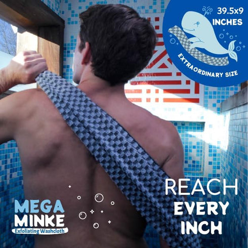 JJ KENT MEGA Minke Exfoliating Washcloth - Reusable Exfoliating Body Scrubber and Dead Skin Remover for Super Soft Skin