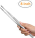 Stainless Steel Kitchen Tweezers, 8 Inch Long Heavy Duty Food Tongs with Precision Serrated Tips for Cooking