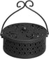 Portable Iron Mosquito Incense Coil Holder Box with Lid and Handle for Home Outdoor Garden, Black