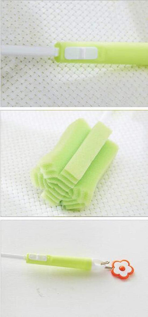VASANA 3PCS Sponge Cleaning Brush Set, Adjustable Long Handle Cup Bottle Scrubber Sponges for Baby Bottles