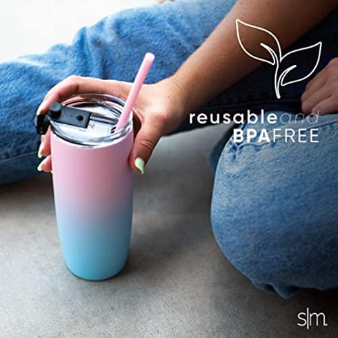 Simple Modern Plastic Reusable Straws - BPA Free Waste Reducing Straw for Tumblers and Travel Mugs, 12 Pack, Midnight