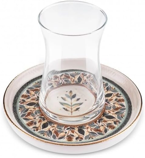 12-Piece Set 6 KARACA Clara Multicolor Turkish Tea Glass & Saucer Elegant Multicolour Design for People