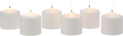 Stonebriar Unscented White Tall Pillar Candles, 18 Hour Burning, 3" X 3", 6 Count for Decor