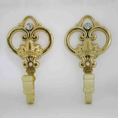 Crown Curtain Wall Hook for Household Clothes Hanging, Window Drapery Medallion Holdbacks, Gold