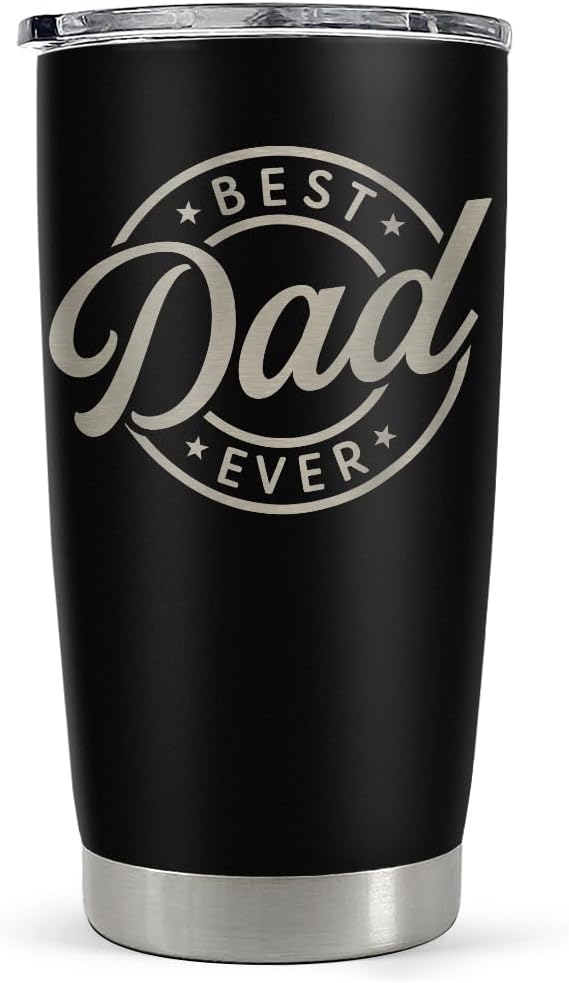 SANDJEST Best Dad Ever Tumbler with Lid - 20oz Insulated Stainless Steel