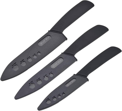 Professional Kitchen Ceramic Knife Set with Sheaths, Super Sharp Rust Proof Stain Resistant (6" Chef, 5" Utility, 4"