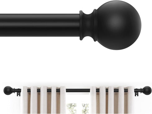 Matte Black Curtain Rods Set, 5/8 inch Splicing Drapery Rods, Size: 18 to 60 Inches (1.5-5 Feet)