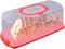 Portable Bread Box with Handle, 13inch Translucent Dome for Loaf Cake, Pastries, Bagels, Bread Rolls (Red)