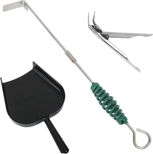 Grill Grate Lifter Gripper and Ash Tool Set for M/L Big Green