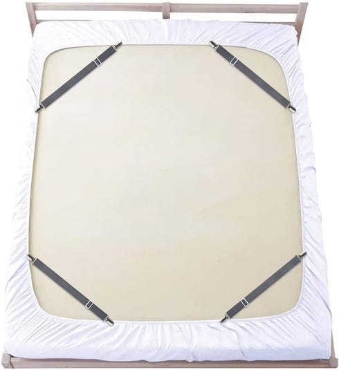 Sopito 4pcs Adjustable Elastic Sheet Fasteners to Keep Sheets in Place, Heavy Duty Non Slip Bed Cover Grippers Clips