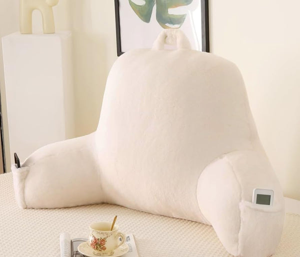 Reading Pillow for Sitting in Bed,Large Backrest Reading Pillow with Arm Rest,Back-Rest