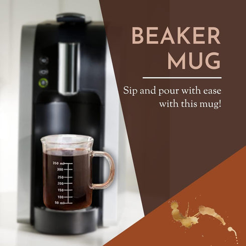 Novelty 14 Ounces Laboratory Beaker Mug - Heat Resistant Borosilicate Glass with Accurate Measurement Markings,